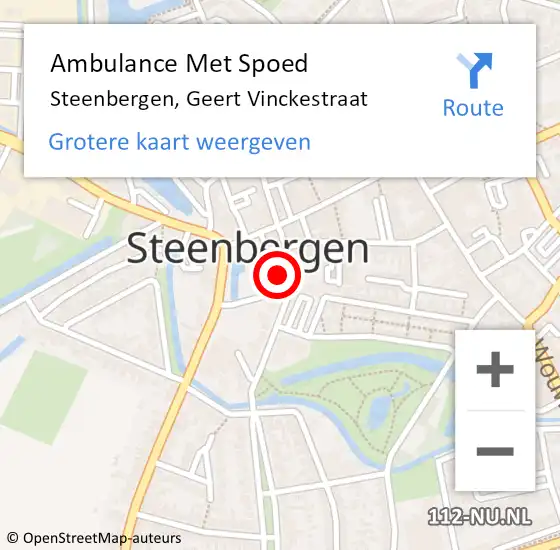 Locatie op kaart van de 112 melding: Ambulance Met Spoed Naar Steenbergen, Geert Vinckestraat op 21 juli 2016 09:18