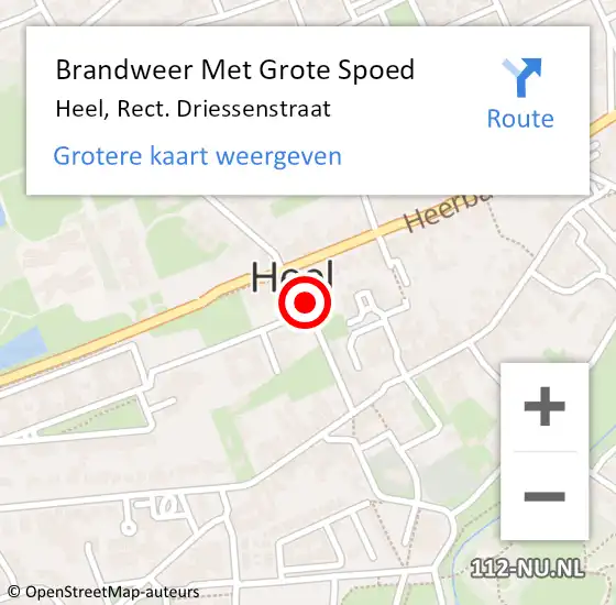 Locatie op kaart van de 112 melding: Brandweer Met Grote Spoed Naar Heel, Rect. Driessenstraat op 21 juli 2016 10:03