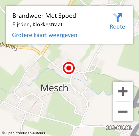 Locatie op kaart van de 112 melding: Brandweer Met Spoed Naar Eijsden, Klokkestraat op 21 juli 2016 10:44