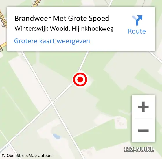 Locatie op kaart van de 112 melding: Brandweer Met Grote Spoed Naar Winterswijk Woold, Hijinkhoekweg op 21 juli 2016 10:51