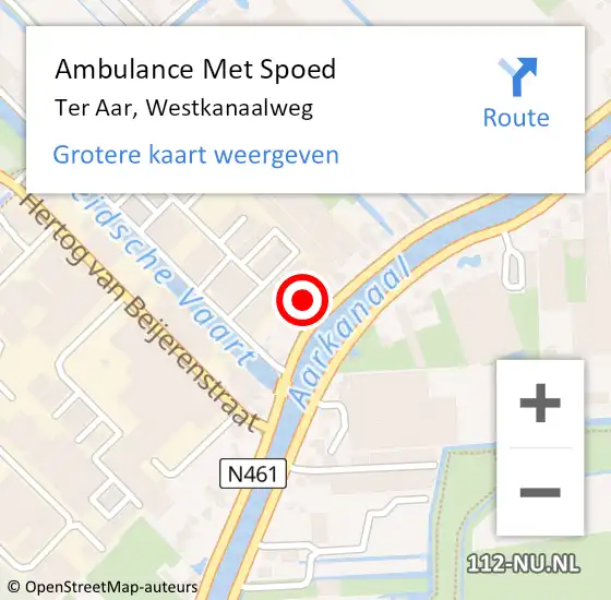 Locatie op kaart van de 112 melding: Ambulance Met Spoed Naar Ter Aar, Westkanaalweg op 21 juli 2016 11:43