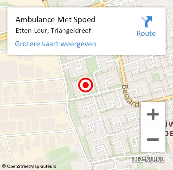 Locatie op kaart van de 112 melding: Ambulance Met Spoed Naar Etten-Leur, Triangeldreef op 21 juli 2016 11:47