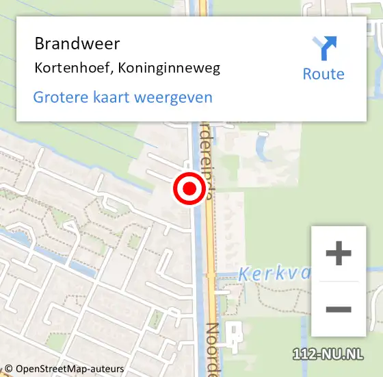 Locatie op kaart van de 112 melding: Brandweer Kortenhoef, Koninginneweg op 21 juli 2016 12:03