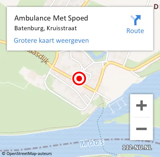 Locatie op kaart van de 112 melding: Ambulance Met Spoed Naar Batenburg, Kruisstraat op 21 juli 2016 12:49