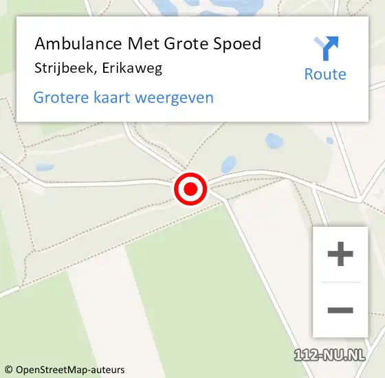 Locatie op kaart van de 112 melding: Ambulance Met Grote Spoed Naar Strijbeek, Erikaweg op 21 juli 2016 13:22