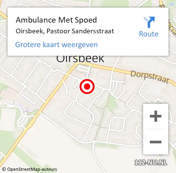 Locatie op kaart van de 112 melding: Ambulance Met Spoed Naar Oirsbeek, Pastoor Sandersstraat op 21 december 2013 23:02