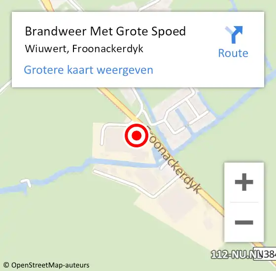 Locatie op kaart van de 112 melding: Brandweer Met Grote Spoed Naar Wiuwert, Froonackerdyk op 21 juli 2016 13:50