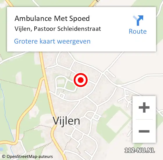 Locatie op kaart van de 112 melding: Ambulance Met Spoed Naar Vijlen, Pastoor Schleidenstraat op 21 december 2013 23:09