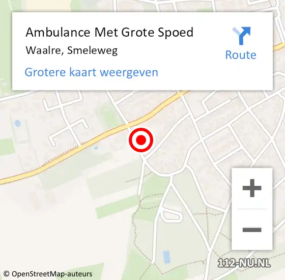 Locatie op kaart van de 112 melding: Ambulance Met Grote Spoed Naar Waalre, Smeleweg op 21 juli 2016 15:15