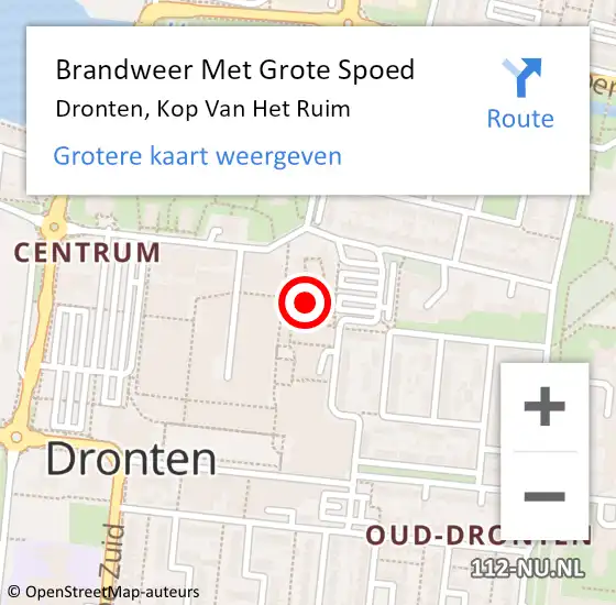 Locatie op kaart van de 112 melding: Brandweer Met Grote Spoed Naar Dronten, Kop Van Het Ruim op 21 juli 2016 15:26