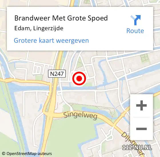 Locatie op kaart van de 112 melding: Brandweer Met Grote Spoed Naar Edam, Lingerzijde op 21 juli 2016 15:29