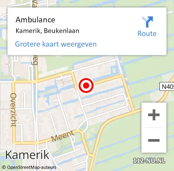 Locatie op kaart van de 112 melding: Ambulance Kamerik, Beukenlaan op 21 december 2013 23:21