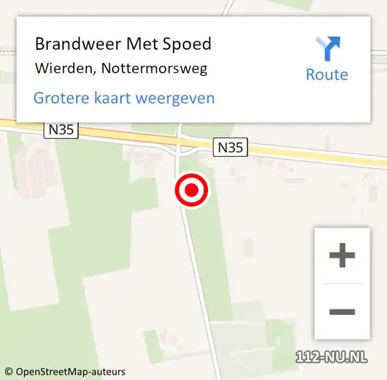 Locatie op kaart van de 112 melding: Brandweer Met Spoed Naar Wierden, Nottermorsweg op 21 juli 2016 15:36