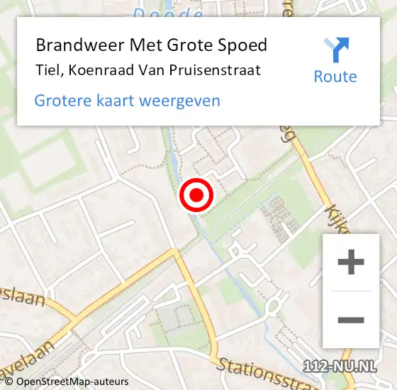 Locatie op kaart van de 112 melding: Brandweer Met Grote Spoed Naar Tiel, Koenraad Van Pruisenstraat op 21 juli 2016 15:46