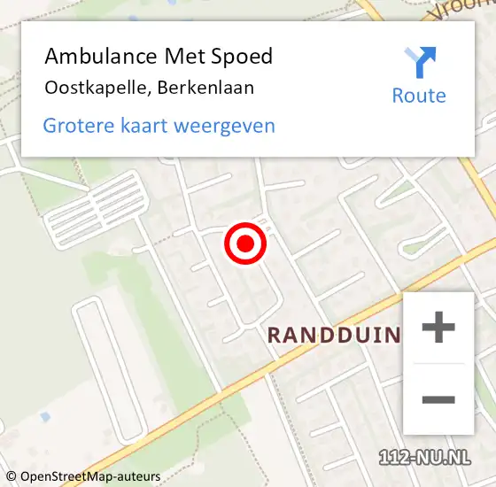 Locatie op kaart van de 112 melding: Ambulance Met Spoed Naar Oostkapelle, Berkenlaan op 21 juli 2016 16:38