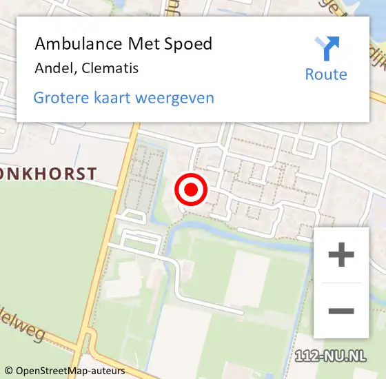 Locatie op kaart van de 112 melding: Ambulance Met Spoed Naar Andel, Clematis op 21 juli 2016 16:49