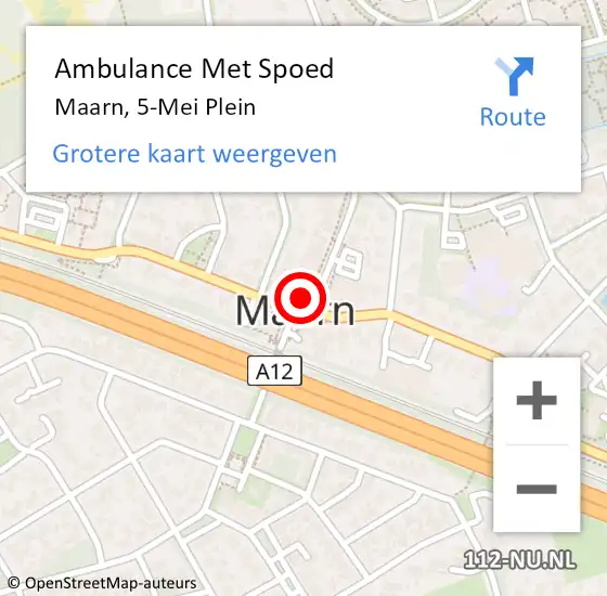 Locatie op kaart van de 112 melding: Ambulance Met Spoed Naar Maarn, 5-Mei Plein op 21 juli 2016 17:02