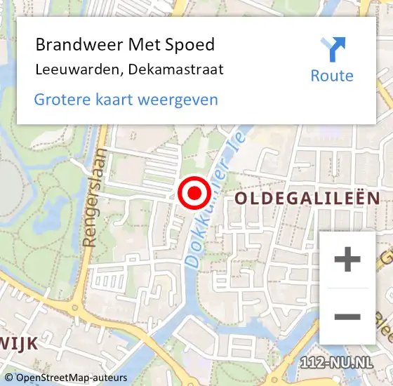 Locatie op kaart van de 112 melding: Brandweer Met Spoed Naar Leeuwarden, Dekamastraat op 21 juli 2016 17:18