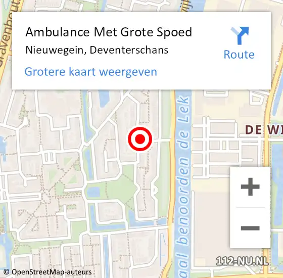 Locatie op kaart van de 112 melding: Ambulance Met Grote Spoed Naar Nieuwegein, Deventerschans op 21 juli 2016 17:46