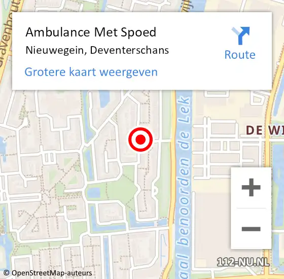 Locatie op kaart van de 112 melding: Ambulance Met Spoed Naar Nieuwegein, Deventerschans op 21 juli 2016 18:13