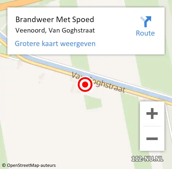 Locatie op kaart van de 112 melding: Brandweer Met Spoed Naar Veenoord, Van Goghstraat op 21 juli 2016 18:47