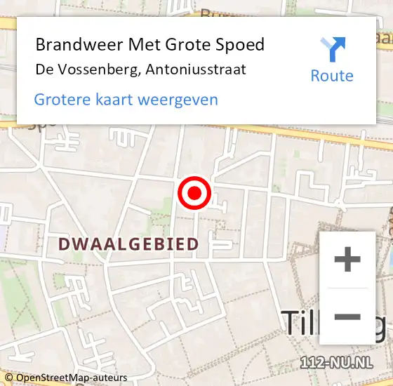Locatie op kaart van de 112 melding: Brandweer Met Grote Spoed Naar De Vossenberg, Antoniusstraat op 21 juli 2016 19:07
