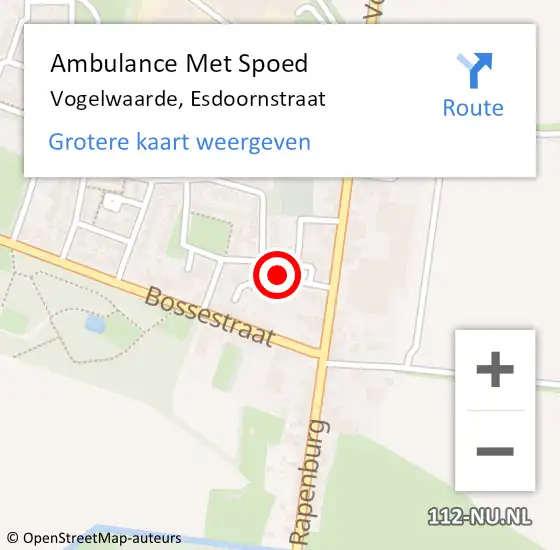 Locatie op kaart van de 112 melding: Ambulance Met Spoed Naar Vogelwaarde, Esdoornstraat op 21 juli 2016 19:11