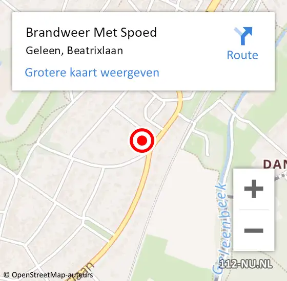 Locatie op kaart van de 112 melding: Brandweer Met Spoed Naar Geleen, Beatrixlaan op 21 juli 2016 19:30