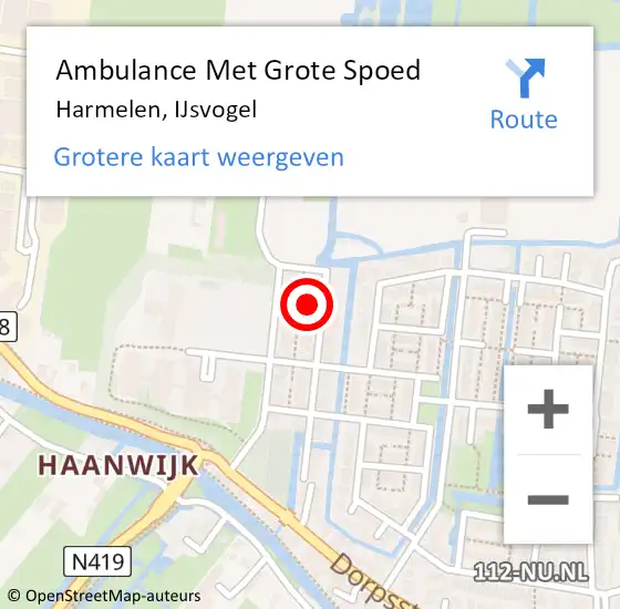 Locatie op kaart van de 112 melding: Ambulance Met Grote Spoed Naar Harmelen, IJsvogel op 21 juli 2016 20:01