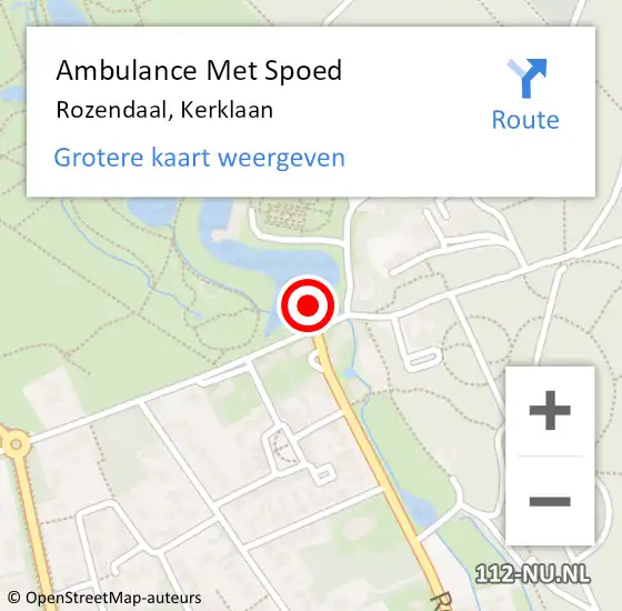 Locatie op kaart van de 112 melding: Ambulance Met Spoed Naar Rozendaal, Kerklaan op 21 juli 2016 20:23