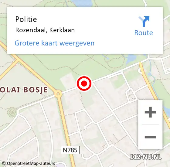 Locatie op kaart van de 112 melding: Politie Rozendaal, Kerklaan op 21 juli 2016 20:34