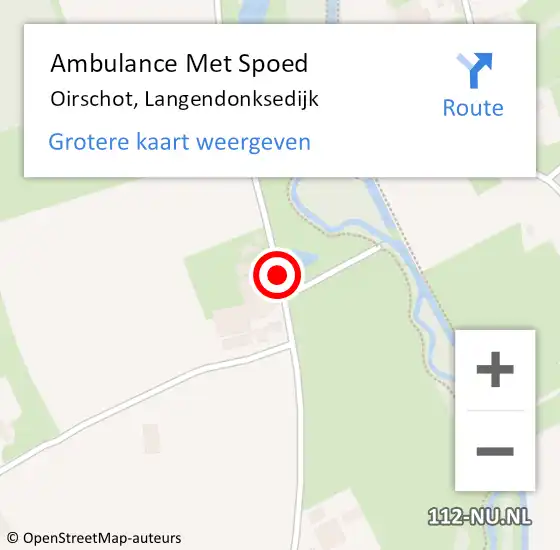 Locatie op kaart van de 112 melding: Ambulance Met Spoed Naar Oirschot, Langendonksedijk op 21 juli 2016 21:31