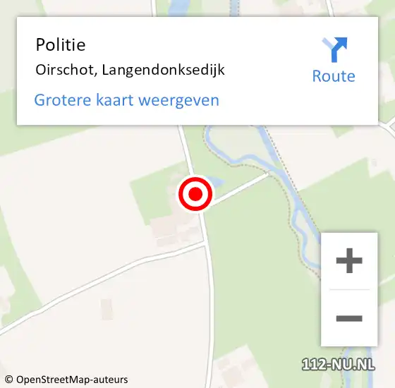 Locatie op kaart van de 112 melding: Politie Oirschot, Langendonksedijk op 21 juli 2016 21:43