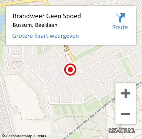 Locatie op kaart van de 112 melding: Brandweer Geen Spoed Naar Bussum, Beeklaan op 22 december 2013 00:26