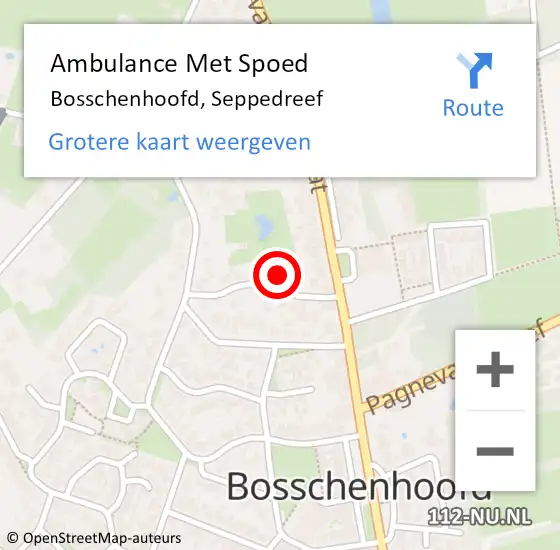 Locatie op kaart van de 112 melding: Ambulance Met Spoed Naar Bosschenhoofd, Seppedreef op 21 juli 2016 22:14