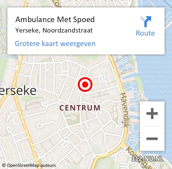 Locatie op kaart van de 112 melding: Ambulance Met Spoed Naar Yerseke, Noordzandstraat op 21 juli 2016 22:19