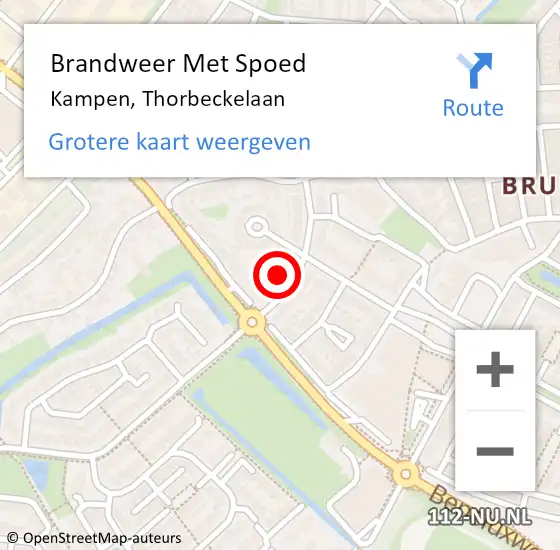 Locatie op kaart van de 112 melding: Brandweer Met Spoed Naar Kampen, Thorbeckelaan op 21 juli 2016 22:25