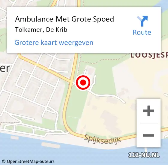 Locatie op kaart van de 112 melding: Ambulance Met Grote Spoed Naar Tolkamer, De Krib op 21 juli 2016 22:40