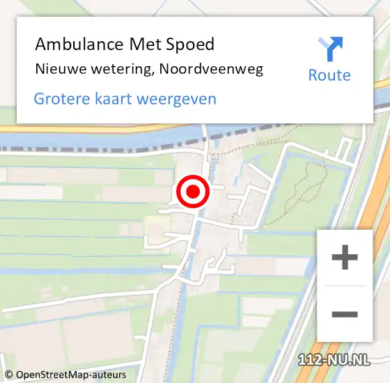 Locatie op kaart van de 112 melding: Ambulance Met Spoed Naar Nieuwe wetering, Noordveenweg op 22 december 2013 00:39