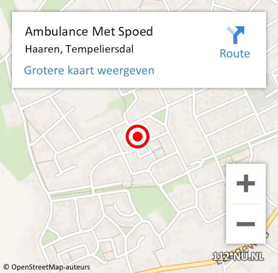 Locatie op kaart van de 112 melding: Ambulance Met Spoed Naar Haaren, Tempeliersdal op 22 juli 2016 00:21