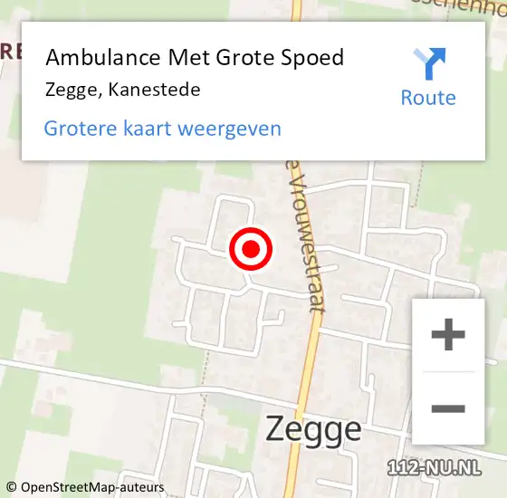 Locatie op kaart van de 112 melding: Ambulance Met Grote Spoed Naar Zegge, Kanestede op 22 juli 2016 01:16