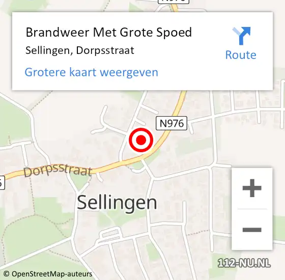 Locatie op kaart van de 112 melding: Brandweer Met Grote Spoed Naar Sellingen, Dorpsstraat op 22 juli 2016 01:38