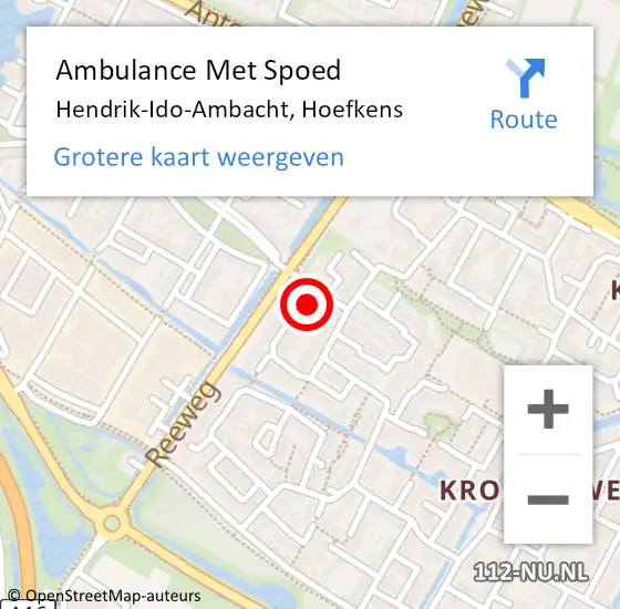 Locatie op kaart van de 112 melding: Ambulance Met Spoed Naar Hendrik-Ido-Ambacht, Hoefkens op 22 juli 2016 04:58