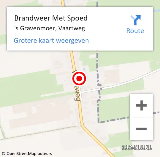 Locatie op kaart van de 112 melding: Brandweer Met Spoed Naar 's Gravenmoer, Vaartweg op 22 juli 2016 05:53