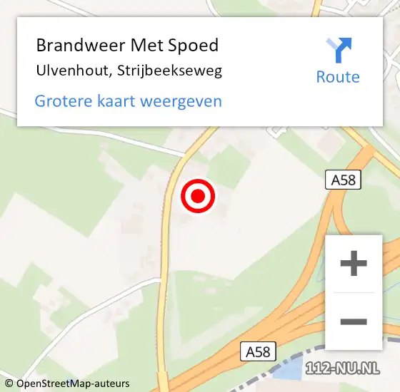 Locatie op kaart van de 112 melding: Brandweer Met Spoed Naar Ulvenhout, Strijbeekseweg op 22 juli 2016 07:24