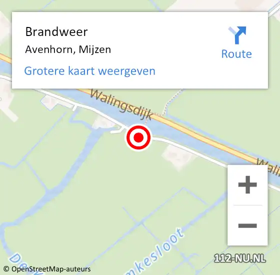 Locatie op kaart van de 112 melding: Brandweer Avenhorn, Mijzen op 22 juli 2016 08:01