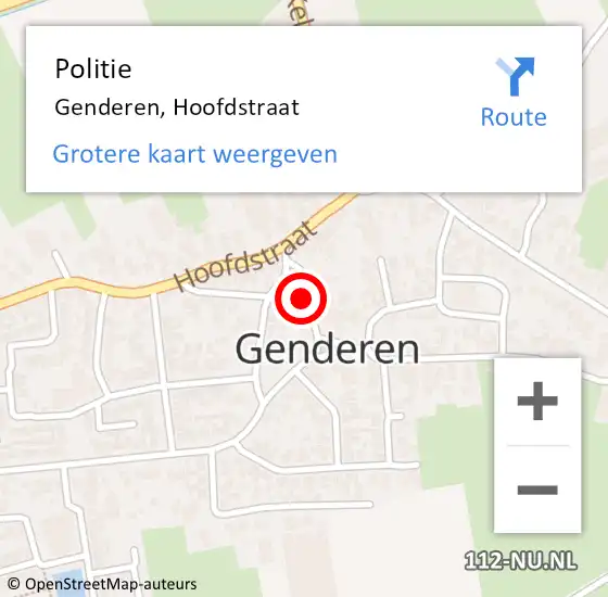 Locatie op kaart van de 112 melding: Politie Genderen, Hoofdstraat op 22 juli 2016 09:31