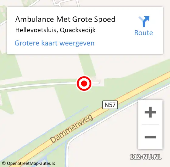 Locatie op kaart van de 112 melding: Ambulance Met Grote Spoed Naar Hellevoetsluis, Quacksedijk op 22 juli 2016 10:45