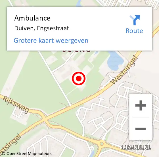 Locatie op kaart van de 112 melding: Ambulance Duiven, Engsestraat op 22 juli 2016 13:09