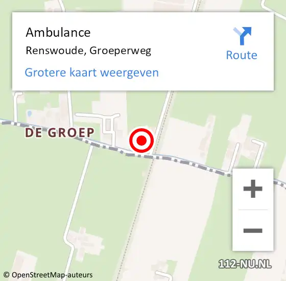 Locatie op kaart van de 112 melding: Ambulance Renswoude, Groeperweg op 22 juli 2016 14:34